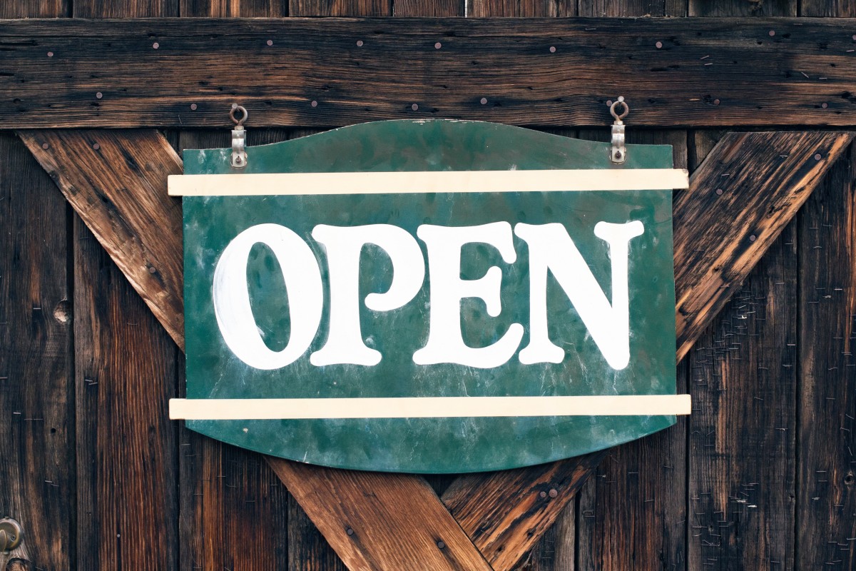 Open for business sign