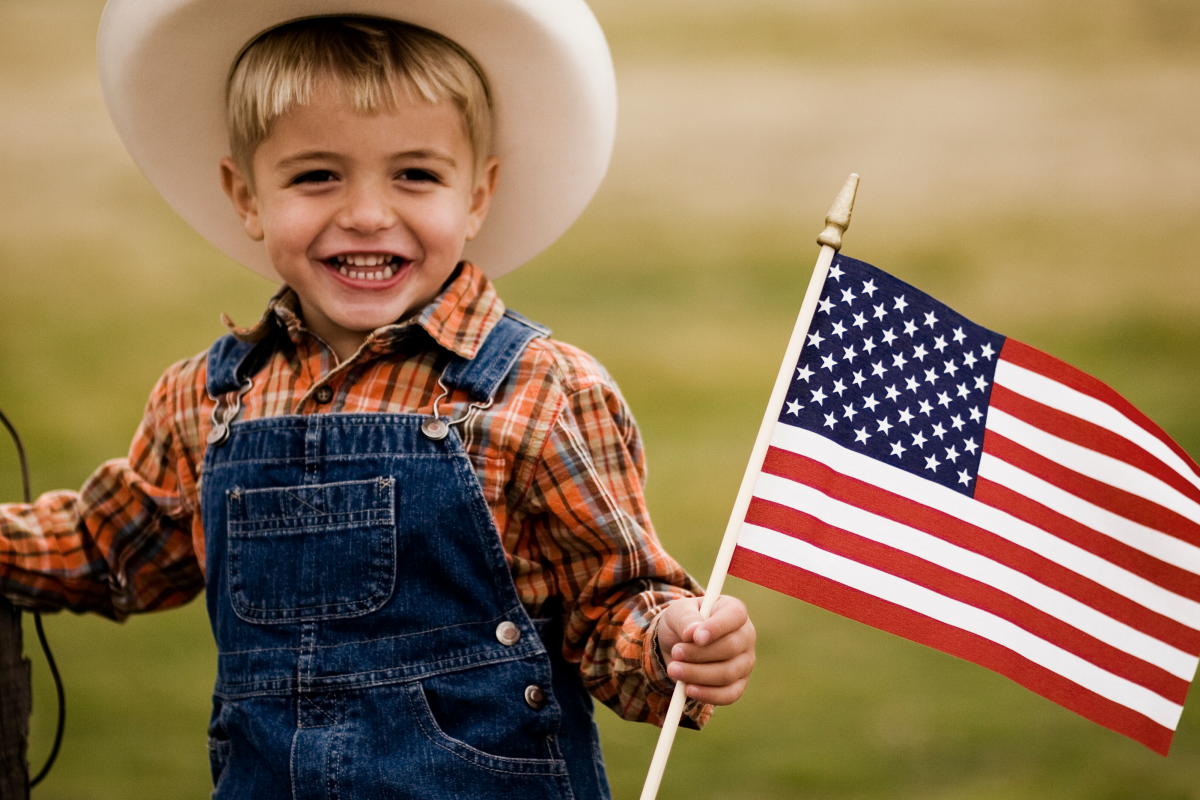 niño ondeando la bandera